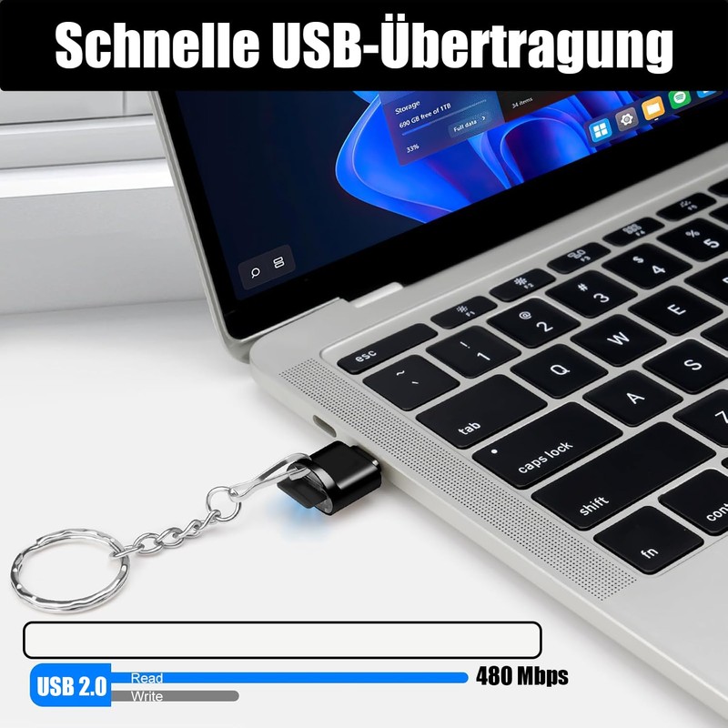 Powice Card Reader USB C, TF Memory Card Reader, Micro