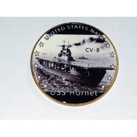 US Navy USS Hornet CV-8 Colorized Challenge Art Coin