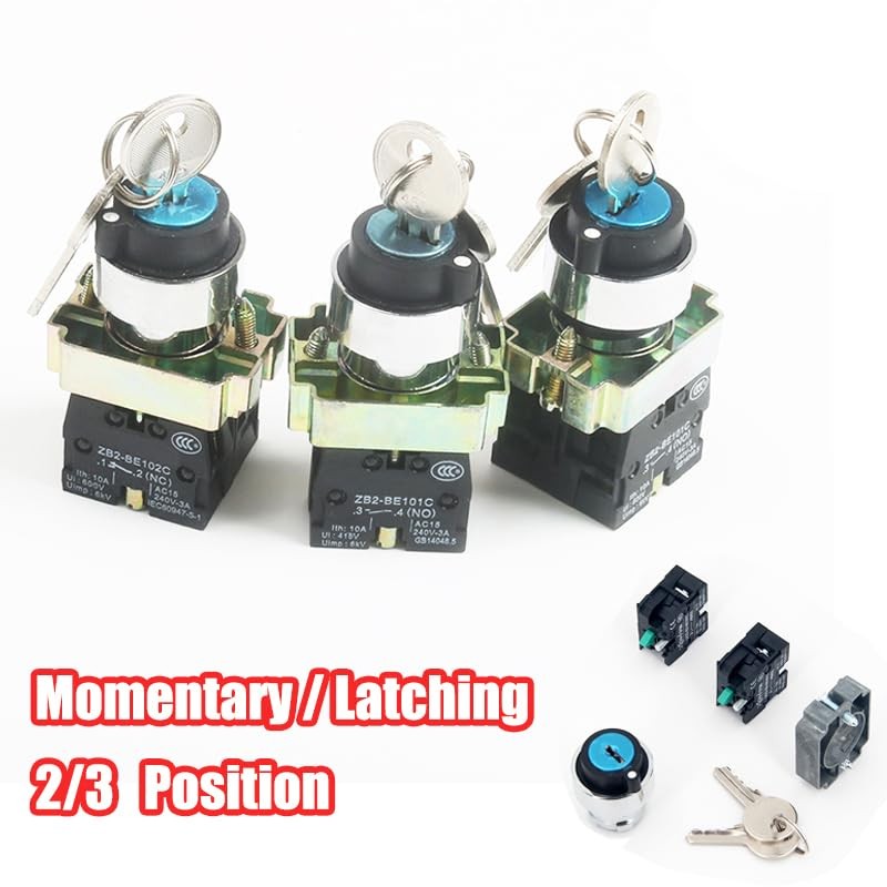 Latching Push Button Switch, 2 Position 22mm Self-locking Switch Lock