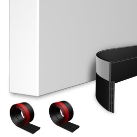 2 Pack Door Draft Stopper for Bottom of Door, Under Door Sweep for Exterior & Interior Doors, Adjustable Weather Stripping Door Seal, Soundproof & Cold Air Blocker Insulation (Black, 39" L)