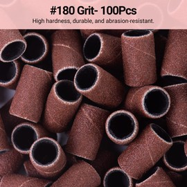 MelodySusie MelodySusie 100 Pcs Professional Sanding Bands Nail Manicure 180 Grit File Sand Piece Set For Nail Drill Bits