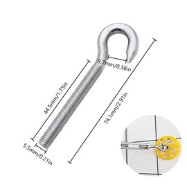 ZHIQIN Pack of 10 Screw Hook Bolts M6 Hook Screw Bolts with 10 Nuts 304 Stainless Steel Ring Hook Bolts for Outdoor Indoor Hanging Accessories