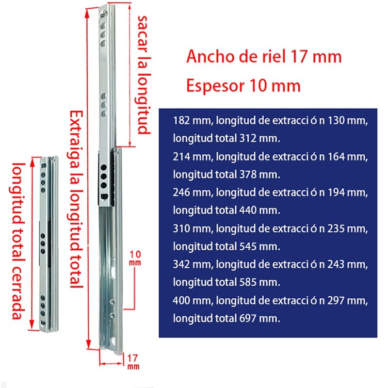 Drawer Rail, 1pair Ball Bearing Drawer Runner Metal Drawer Slides