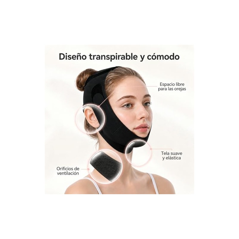 Faja para Papada Mujer, Banda Facial Ajustable Reutilizable | Correa