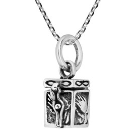 AeraVida Prayer Hand Personal Box Locket .925 Sterling Silver Pendant Necklace | memory locket | locket pendant necklace | sterling silver necklace women, Metal, No Gemstone