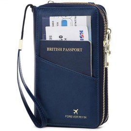 NQQNQQ US-B Passport Wallet, RFID Blocking Passport Holder Large Capacity, Lightweight PU Document Organizer for Women (Royal Blue)