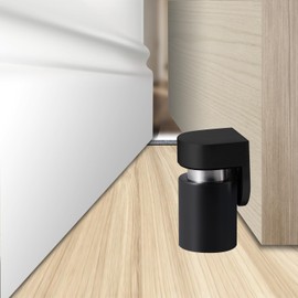 TOPTAKE Door Stoppers – Robust Magnetic Door Stopper and Holder for Enhanced Door Security, Fit for Doors Under 2.5 inches – Anti-Rust Stainless Steel Door Stops (1, Black 1PCS)