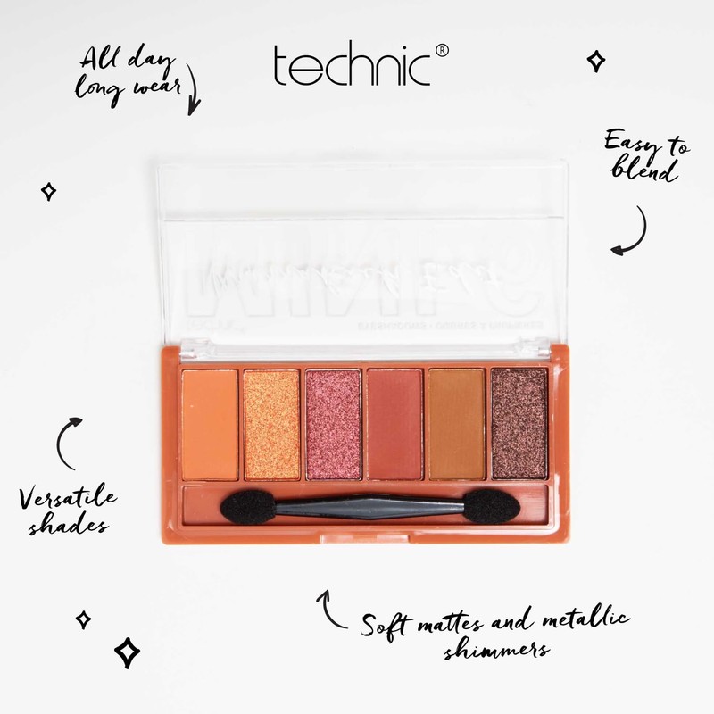 Technic Mini Edit 6 Eyeshadow Palette, Long Lasting and Blendable
