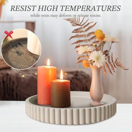 13" Round Concrete Tray for Coffee Table Decor, Modern Gray Centerpiece Tray, Decorative Home Table Serving Tray for Living Room, Office, or Dining Room - Durable and Stylish