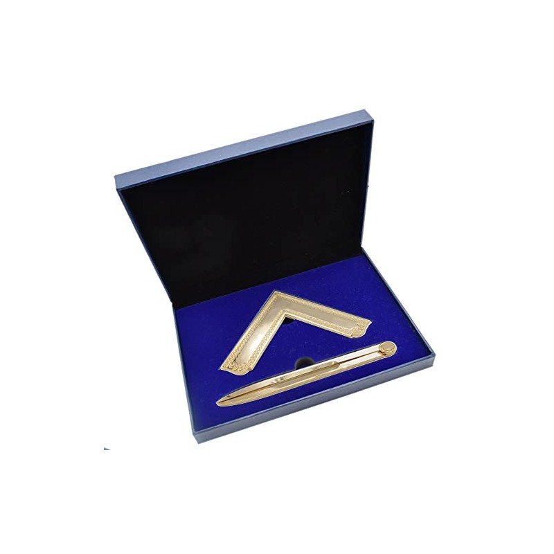 Masonic Freemason Gold Square & Compass Gift Set Presented in