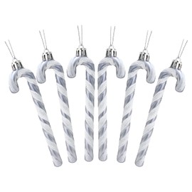 Christmas Concepts® Pack Of 6-130mm (5.2") Glitter Candy Cane Christmas Tree Decorations (Graphite)