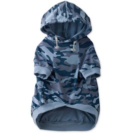 Pet Passion 100% Organic Cotton Dog Hoodie Pet Coat for Small, Medium and Large Dogs, Camo-Navy, Large