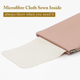 MEIBOOCH Squeeze Top Sunglass Case, New Organosilicon Soft Leather Eyeglass Glass Case Travel Large Sunglasses Pouch (No Phrase Printed, Pink)