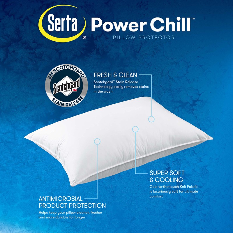 Serta Power Chill - Proteggi cuscino rinfrescante, antimacchia e con