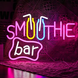 Smoothie Bar Neon Sign Dimmable Led Drink Milk Tea Neon Light For Wall Decor Neon Light Bar Sign By USB Powered Light Up Cool Smoothie Sign For Living Room Store Beverage Shop Restaurant Bar (Multicolour 15.9‘’*11.2‘’ ）