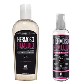 Hermoso Remedio - Tratamiento Cabello Maltratado Reparación Crecimiento Anticaída Anti Frizz Sella Puntas Abiertas - Sin Sal - Con Keratina Y ColáGeno - Kit
