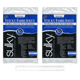 Sulky Sticky Fabri-Solvy Pintable Water Soluble Stabilizer (2 Pack) Bundle with MCB Acrylic Ruler - Bundle 3 Items