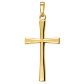 JEVELION Pendant Cross Elegant Gold Cross for Women, Men and Children as a Necklace Pendant + Jewellery Case, Gold-plated