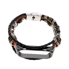 CAXUSD Design Retro Smart Band Beaded Wristband for 6 NFC Vintage Wrist Belt Metal Frame