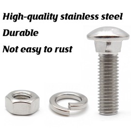 4 Set Front Rear Stainless Steel Bumper Bolts Kit Capped Round Head Compatible with Ford 7/16-14x1-1/4,Long Carriage Chrome Bumper Bolts, Hex Nuts, and Lock Washers