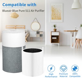 XBWW 4 Packs 511 Replacement Filters Compatible with BLUEAIR Blue Pure 511 Air Cleaner Purifier,2-in-1 Filter of H13 True HEPA and Activated Carbon Filter