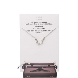 QUINNLYN & CO. Zodiac Pattern Swarovzki Pendant Necklace, Birthday Gifts for Women, Teens and Girls with Inspirational Greeting Card, alloy,