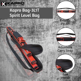 Kapro - 3L1T Level Bag - Carry Case for 3 Levels+ 1 Toolbox Level - Durable Nylon Carry Case - With Adjustable Carry Strap and Exterior Accessory Pouch - Fits Up to 48” Levels