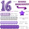 yujiaonly 16th Birthday Party Decorations Purple Happy Birthday Paper Banner