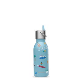QWETCH - Stainless Steel Children's Drinking Bottle 350 ml - Kids Honolulu Blue Pipette Lid - Insulated Bottle - Keeps Drinks Cold for 24 Hours & Warm for 12 Hours - Leak-proof & BPA-Free - Perfect