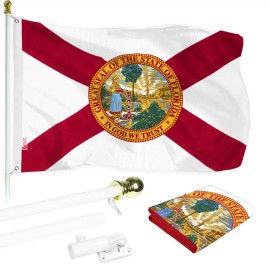 UD_G128 - 6 Feet Tangle Free Spinning Flagpole (White) Florida Brass Grommets Printed 3x5 ft (Flag Included) Aluminum Flag Pole