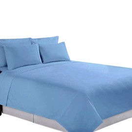 Brit Cotton - Sky Blue Super King Size Ultra-Soft Brushed Microfiber Flat Sheet - Wrinkle,Fade Resistant- Hypoallergenic Microfiber Top Sheet – 90 gsm Breathable Brushed Polyester Flat Bed Sheet