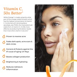 White Orange Only Vitamin C Serum Made with White Part of Orange, Anti Aging Serum, THDA Hyaluronic Acid Vitamin E OrangeStem®, Hydrating & Brightening Serum for Dark Spots Fine Lines & Wrinkles 2PK