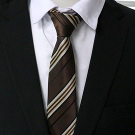 GHTIYLP Ties for Men Self-tied Striped Tie, Classic Formal Men's Neckties, Plaid Tie for Office Wedding Party Casual (Dark Brown)