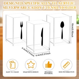 Geelin 3 Pcs Acrylic Silverware Caddy for Party Utensil Holder 7.8 x 2.56 x 3.54 Cutlery Organizer Countertop Knife Spoon and Fork Holder Kitchen Tableware Storage Box for Cabinet Dining Room