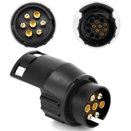 QWORK® 13 Pin to 7 Pin and 7 Pin to 13 Pin Towing Adaptor, 12V Waterproof Trailer Socket Converter Connector for Caravans Trailers