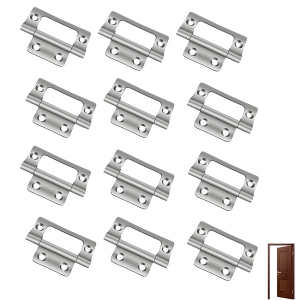 12 PCS Flush Hinges, 2 Inch Cupboard Hinges for Doors,