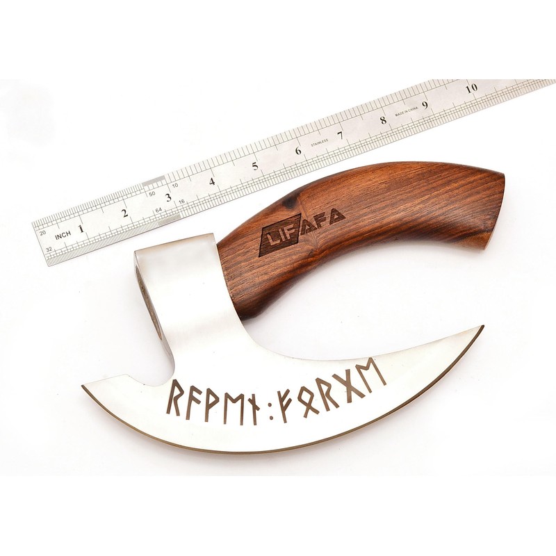 LIFAFA Handmade Viking Pizza Cutter Beautiful Axe with Unique Leather