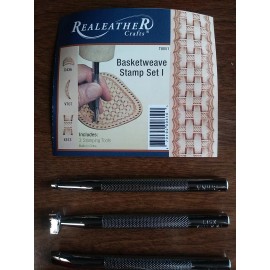 Realeather Crafts 3 pc Tool Set Basketweave 1 Stamping Tools Leather Crafting