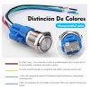 3 Push Button Metal Iluminado 16mm Impermeable Momentáneo Azul