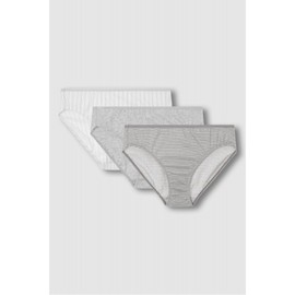 JAJU [JAJU] Women's Cotton Stripe Hipster Panties 3-Pack_Grey
