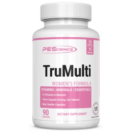 PEScience TruMulti Daily Multivitamin for Women, Daily Formula with Premium Quality Vitamin C, D, Zinc for Immune Support, Chelated Minerals, 90 Easy to Swallow Capsules