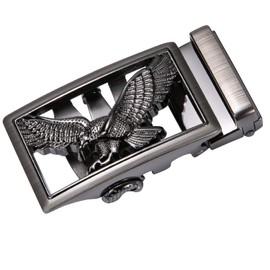 Barry.Wang Ratchet Belt Buckle Designer Grey Eagle Automatic Sliding Buckles Only No Strap Replacement 40mm Casual Dress