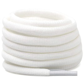 DELELE Oval Athletic Shoelaces Half Round Shoe Laces White 2 Pair 47.24"