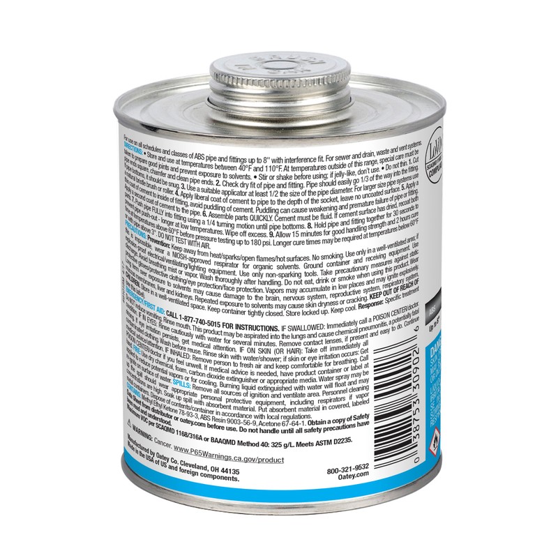 Oatey 30902 ABS Medium Cement, Black, 32-Ounce, 32 oz, 32