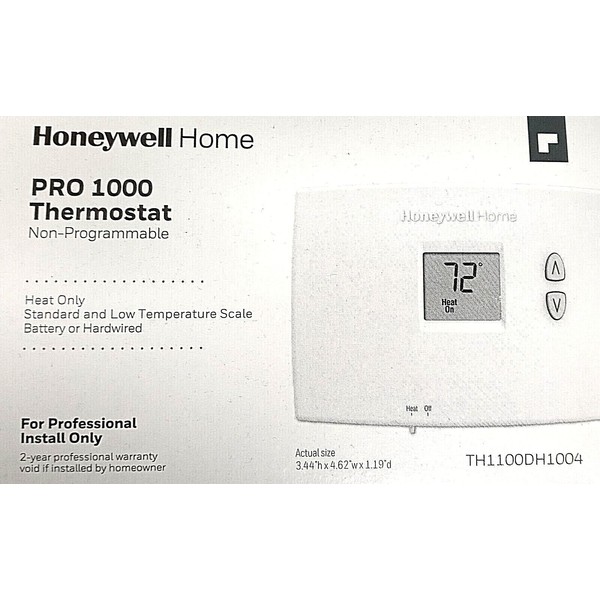 Honeywell TH1100DH1004 PRO 1000 Non-Programmable Horizontal Digital Thermostat