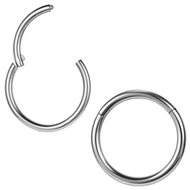 ZS 2Pcs ASTM F136 Titanium 6/7/8/9/10/12/14mm Cartilage Tragus Helix Earring Hoop 20G 18G 16G Lip Rings Nose Rings Septum Conch Piercings Jewellery (Sliver,16g,7mm)