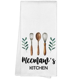 WAITPI Meemaw's Kitchen Towels, Meemaw Grandma Christmas Birthday Gifts Hand Towels for Grandma from Grandkids, Rustic Farmhouse Decorative Tea Dish Towels for Room Mother's Day Decor 16x24 in