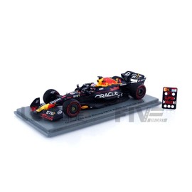 Spark 1:43 scale Diecast Model Grand Prix Car compatible with Red Bull Racing RB19 Max Verstappen (No.1 Winner With Pitboard British GP 2023) in Blue