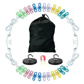 2 Pack Magnetic Retractable Clothes Line for Cabin - Approved 2026 Cruise Essentials Clothes Drying Rack Travel Clothesline with Clothespins - Strong Magnets Hooks RV and Camping