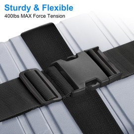 4 Pack Luggage Straps for Suitcases TSA Approved, Travel Belt, Suitcase Strap, by Hiuysid (Black)